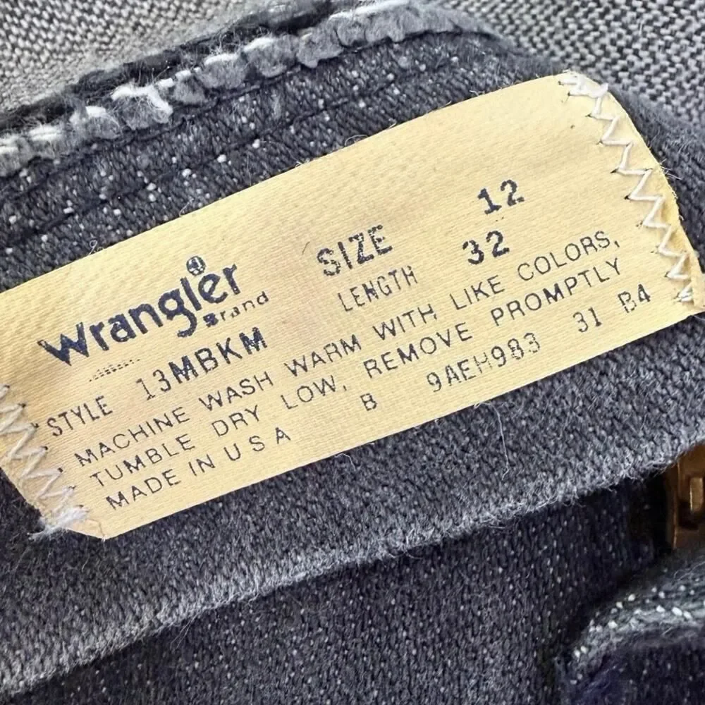 Vintage 90s Wrangler Jeans Black Faded Denim USA Made Cowboy Cut Mens 29x32 EUC